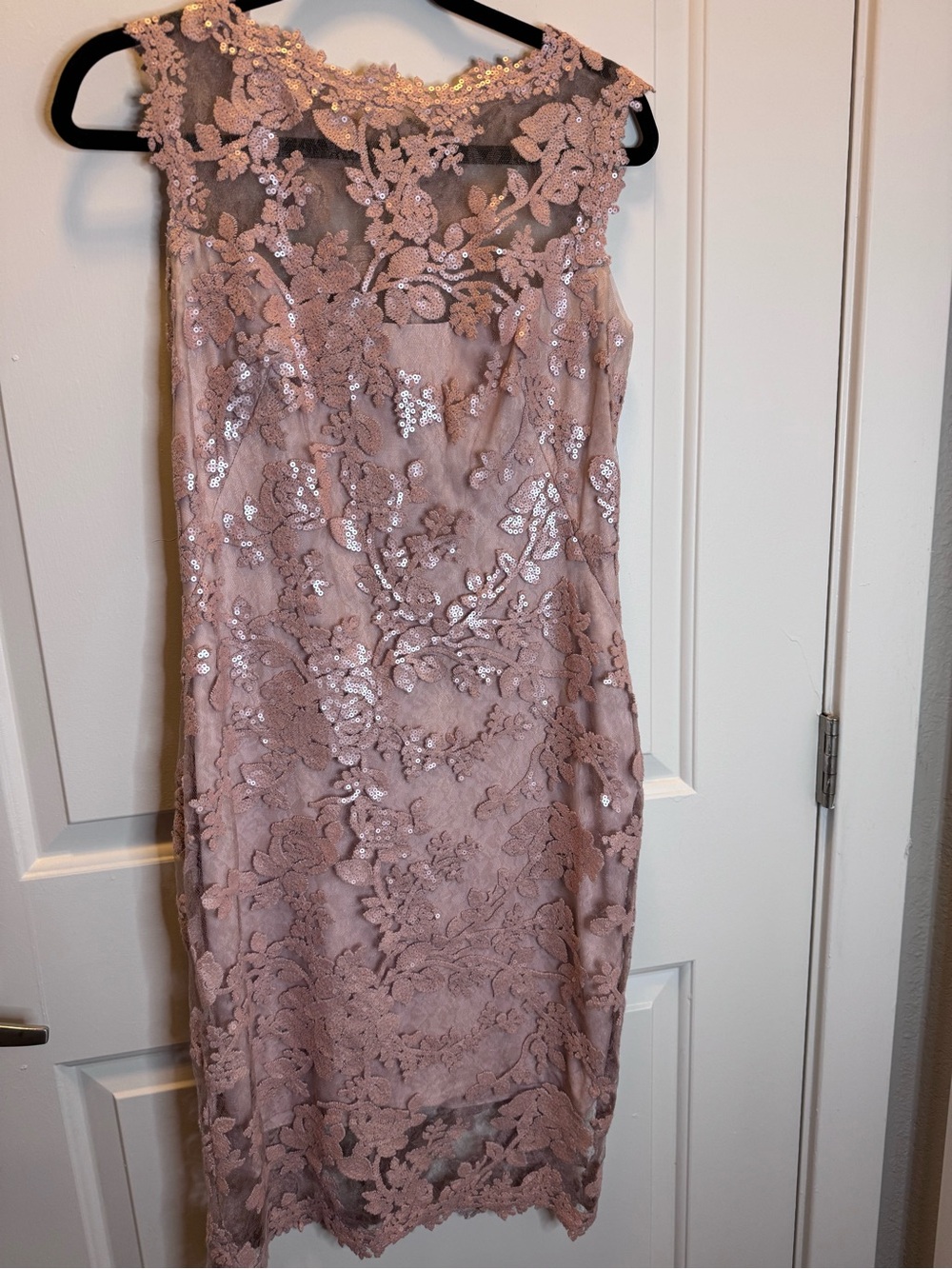 Tadashi Shoji Blush Lace Sequin Midi Dress size 6